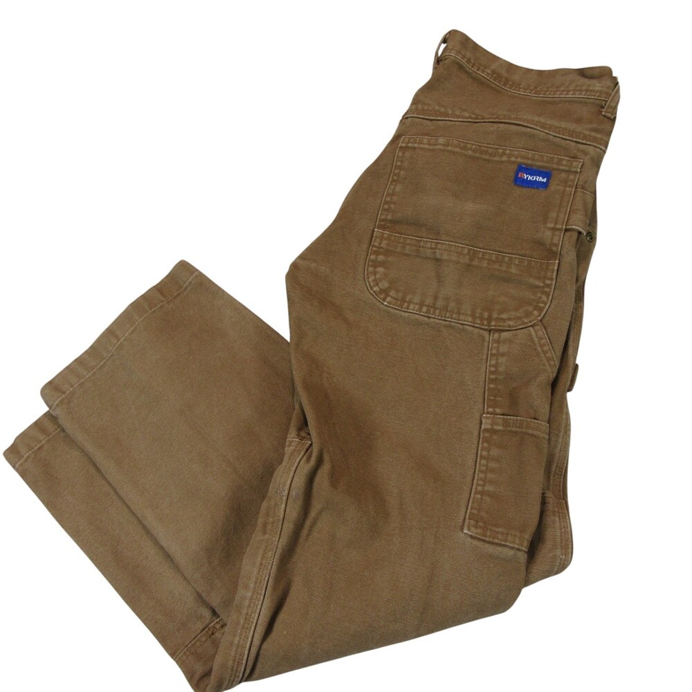 AYKR Mens Cargo Work‎ Pants 30 x 32 Tan Duck Twill Double Knee Carpenter Jean